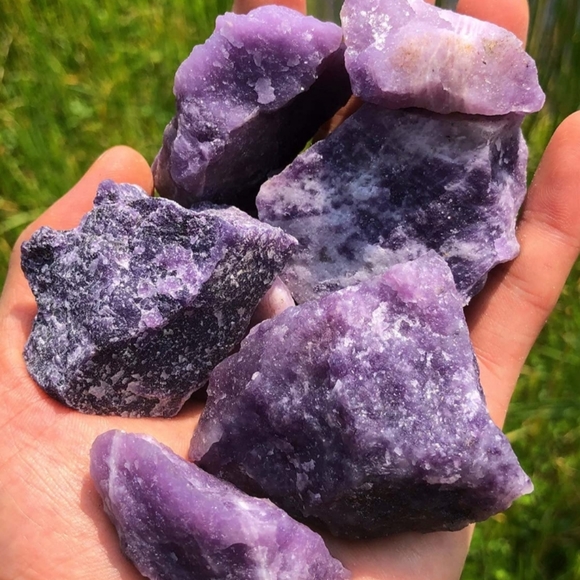 Lepidolite (aka Purple Mica) Oval Shape Palm Stone - Picture 7 of 7